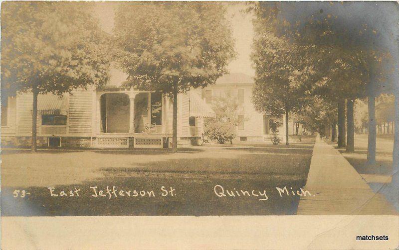 C-1910 Quincy Michigan Branch County East Jefferson Street RPPC real photo 8057