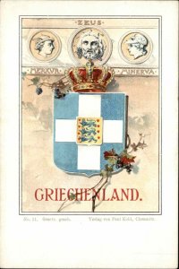 Grieckenland Greece Heraldic Shield Crest Zeus Paul Kohl No 11 c1900 Postcard