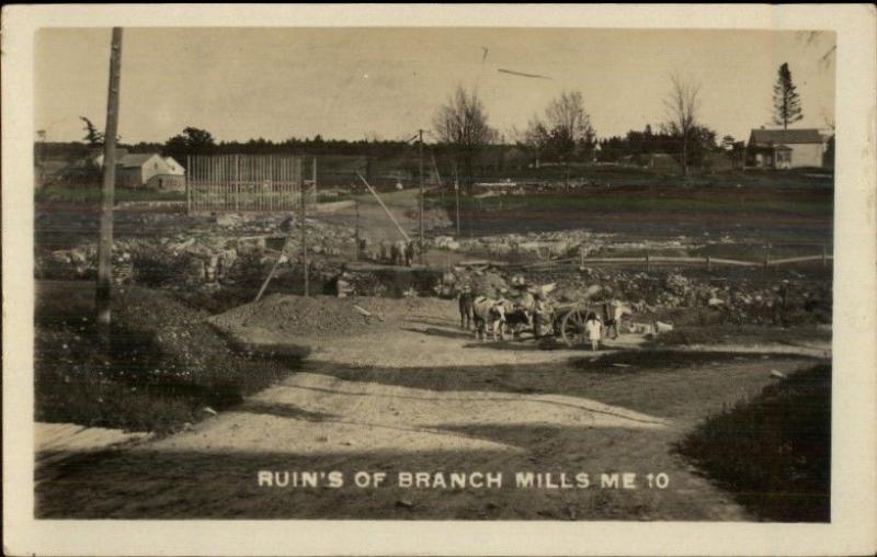 Branch Mills ME Ruins c1920 Real Photo Postcard
