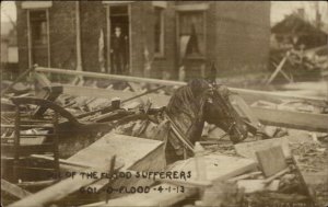 Columbus OH 1913 Flood Trapped Horse Real Photo Postcard xst