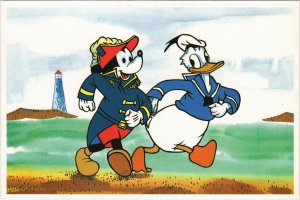PC DISNEY, ADMIRAL MICKEY MOUSE AND DONALD DUCK, Modern Postcard (b38046)