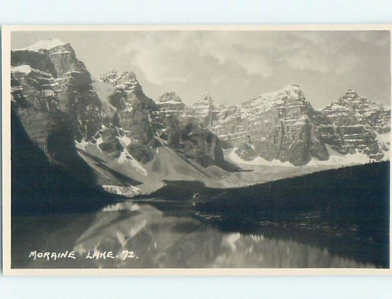 old rppc MORRAINE LAKE AND MOUNTAINS Banff Alberta AB Canada HM1955