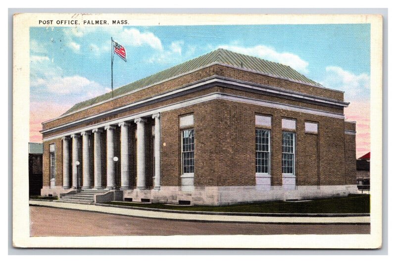 Post Office Building Palmer Massachusetts MA Linen Postcard N26