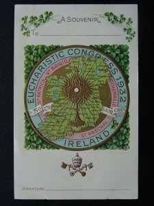 Ireland Dublin EUCHARISTIC CONGRESS 1932 Embossed Postcard - A Souvenir 