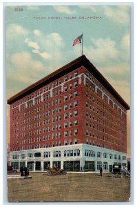 1913 Tulsa Hotel Building Cars Street Exterior View Oklahoma OK Antique Postcard