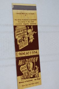 Midway Chuck Wagon San Diego CA 20 Strike Matchbook Cover