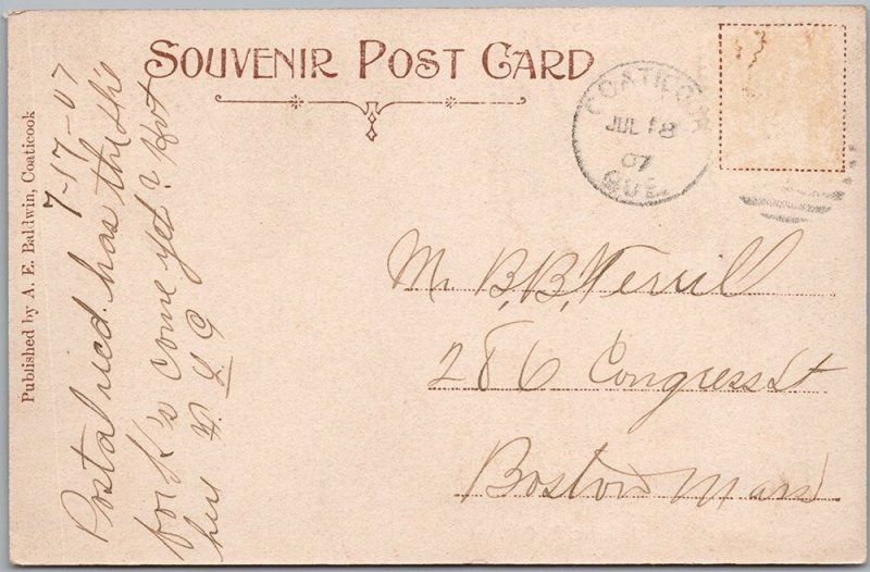 Coaticook Quebec Power Dam Coaticook River Postcard 1907 A.E. Baldwin H82