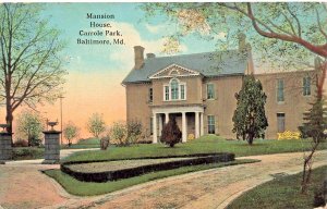 BALTIMORE MD MARYLAND~MANSION HOUSE-CARROLE PARK~1917 ANTIQUE POSTCARD