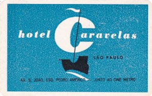 Brasil Sao Paulo Hotel Caravelas Vintage Luggage Label sk3206