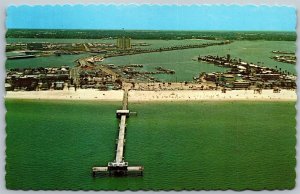 Vtg Clearwater Beach Florida FL Aerial View of Big Pier 60 Coastline Postcard