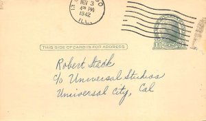Addressed to Robert Stack Universal Studio View Postcard Backing 