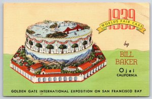 California Fruit Cake Golden Gate International Exposition Bill Baker Postcard