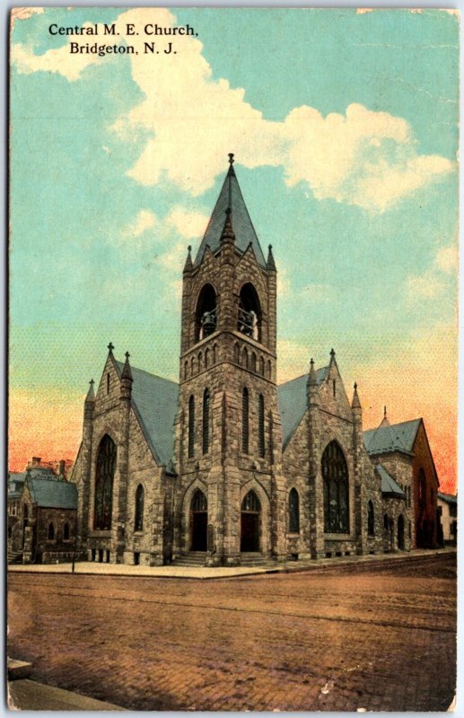 VINTAGE POSTCARD CENTRAL M.E. CHURCH AT BRIDGETON NEW JERSEY 1913