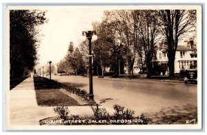 Salem Oregon OR Postcard RPPC Photo Court Street Car Scene 1933 Posted Vintage