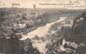 FRIBOURG SWITZERLAND TO USA VIEW OF GOTTERON POSTCARD 1909