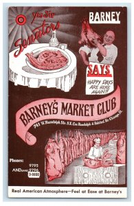Barney's Market Club The Town Crier Chef Chicago Illinois IL Vintage Postcard 
