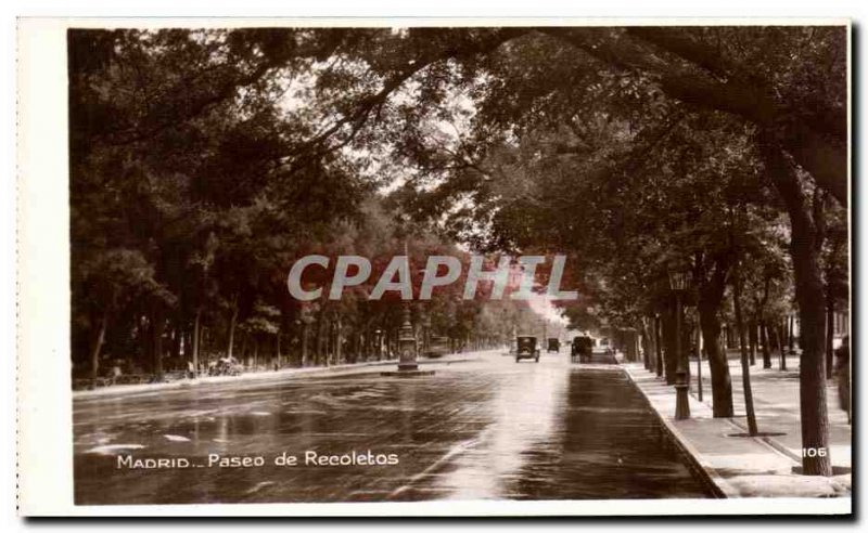 Old Postcard Madrid Paseo de Recoletos