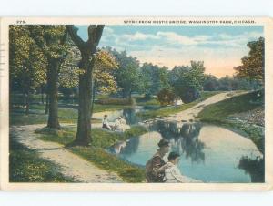 W-Border POND AT WASHINGTON PARK Chicago Illinois IL c9009