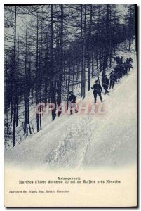 Old Postcard Militaria Alpine Hunters Brianconnais Steps d & # 39hiver descen...