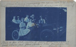 H70/ Wolcott New York RPPC Blue Tint Postcard c1910 Early Automobile 35