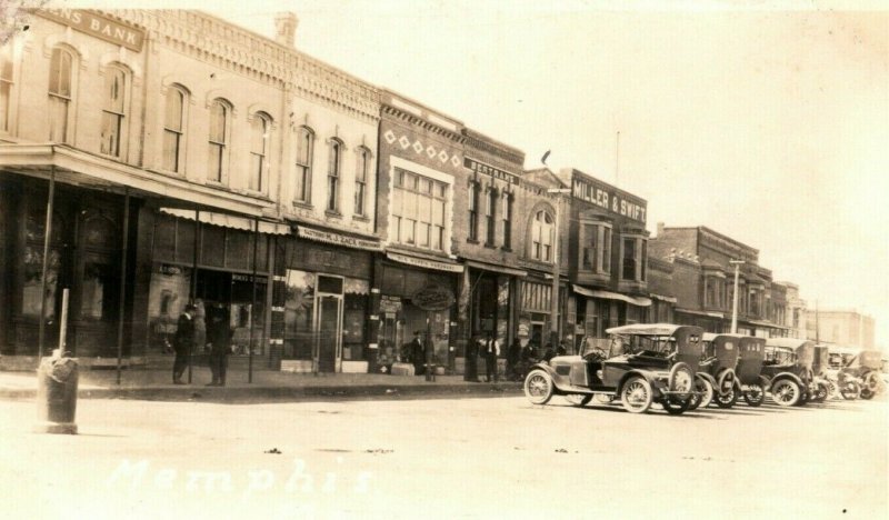 c1910 Memphis Missouri Downtown Classic Cars RPPC Photo Antique Postcard 