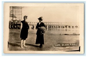 c1910 Girls Swimming Long Beach California CA RPPC Photo Antique Postcard