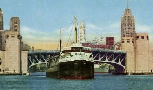 Postcard Early View of Outer Bridge & Skyline in Chicago, IL.  T7