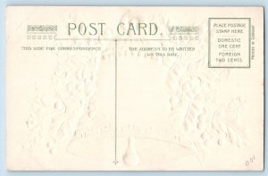 Christmas Postcard Giant Ringing Bell Holly Berries Winsch Back Embossed c1910's