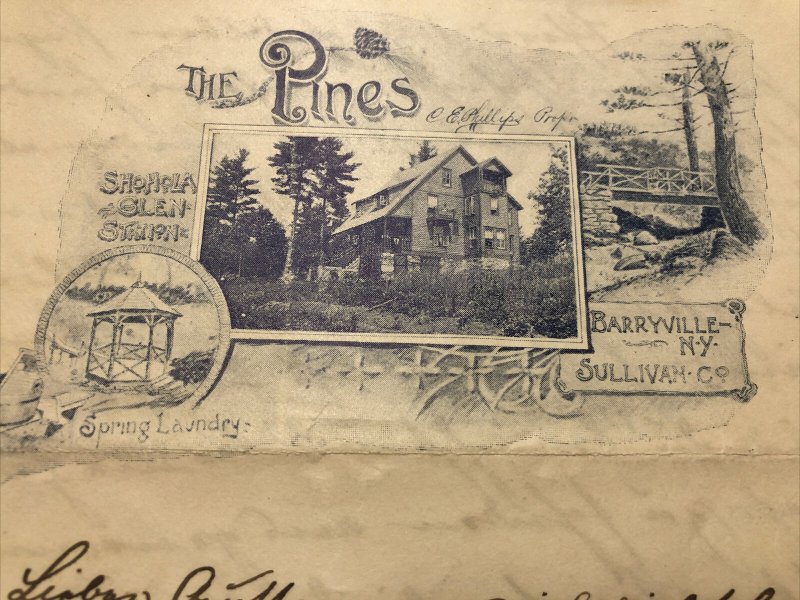 Vtg 1895 Lot of 2 THE PINES Shohola Glen Barryville New York Letterhead Envelope