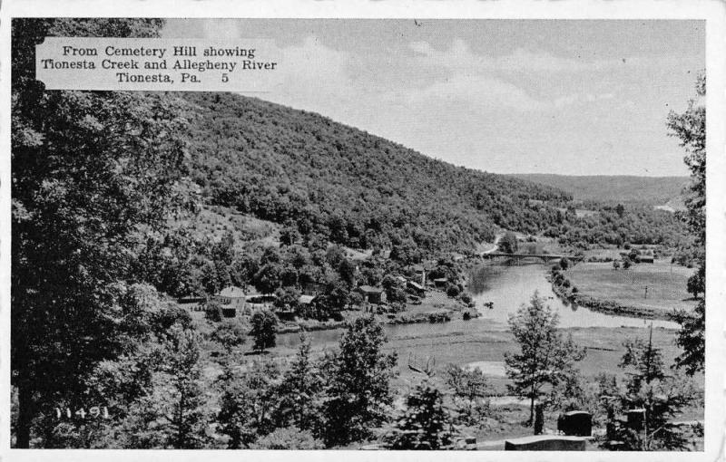 Tionesta Pennsylvania Cemetery Hill Birdseye View Antique Postcard K85722 