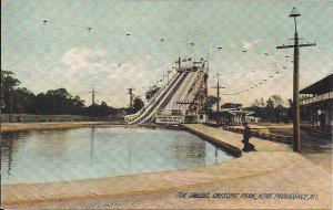 Crescent Park RI, AMUSEMENT PARK, 1910, Providence, Water Chutes, Rotograph