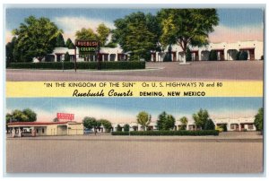 1952 Ruebush Courts Hotel Restaurant Cottages View Deming New Mexico NM Postcard