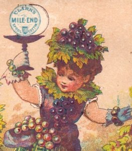 1880s Clark's Mile-end Spool Cotton Scrap Calendars Grapes Girl Lot Of 2 F131