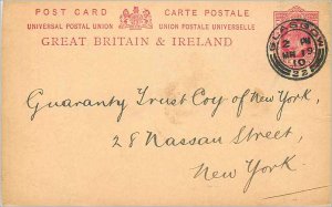 Entier Postal Stationery 1p Glasgow in 1910 for New York