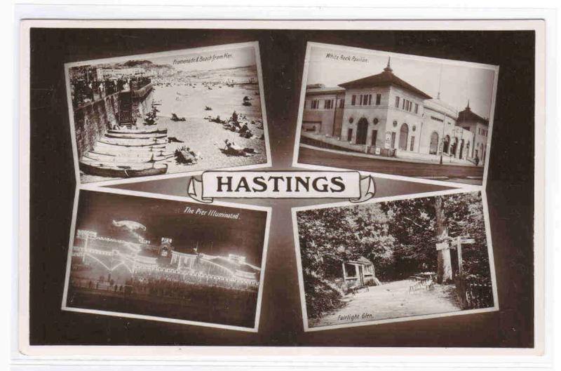 Multi View Hastings Sussex UK 1920s RPPC RP postcard