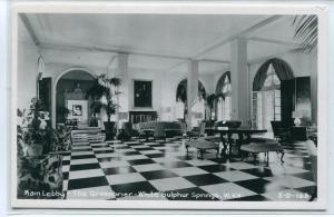 Main Lobby Interior Greenbrier Hotel White Sulphur Springs WV RPPC postcard