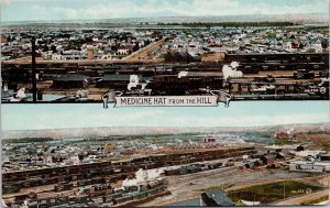 Medicine Hat Alberta from the Hill Multiview Railway Train AB Postcard H58