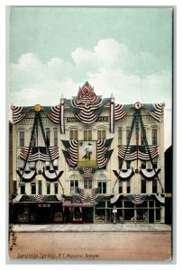 Vintage 1910's Colorized Photo Postcard Masonic Temple Saratoga Springs New York