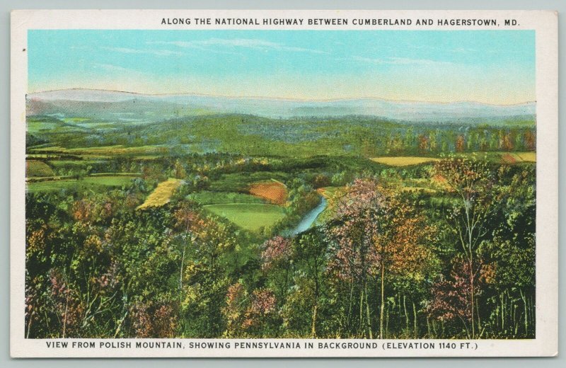Hagerstown Maryland~National Highway Polish Mountain~1920s Postcard