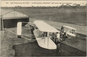 PC AVIATION, L'AÃROPLANE WRIGHT EST SORTI DE HANGAR, Vintage Postcard (b38208)