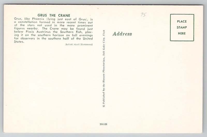 Astronomy Constellation Grus The Crane Postcard L42