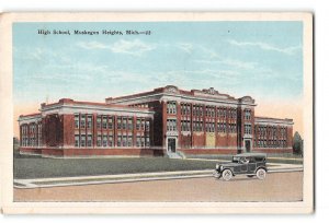 Muskegon Heights Michigan MI  Postcard 1915-1930 High School