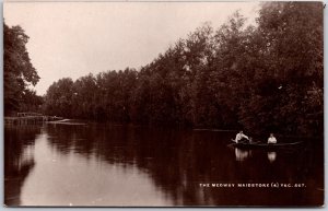 The Medway Maidstone Kent England Boating on Lake Real Photo RPPC Postcard