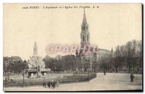 Postcard Old Nimes Esplanade and Church St. Perpetua