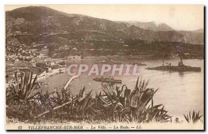 Old Postcard Villefranche sur Mer Town La Rade Military ships