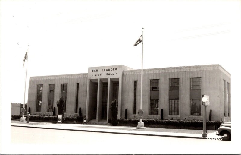 Real Photo Postcard City Hall in San Leandro, California 
