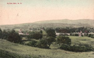 Vintage Postcard 1914 Alton Bay Green Field Trees Mountains New Hampshire NH