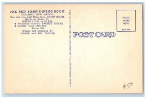 Carlsbad New Mexico NM Postcard Cavern City Red Barn Dining Room Interior c1940