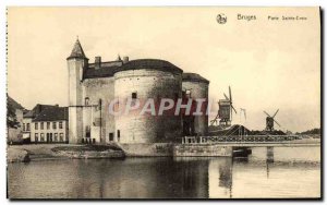 Postcard Old Bruges Gate Holy Cross Wind Mills