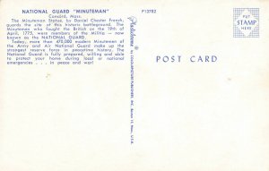 Postcard National Guard Minuteman Concord Massachusetts